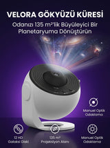 VELORA™ Gökyüzü Küresi – 12 Film Diskli Gerçekçi HD Galaksi Projektörü & Gece Lambası